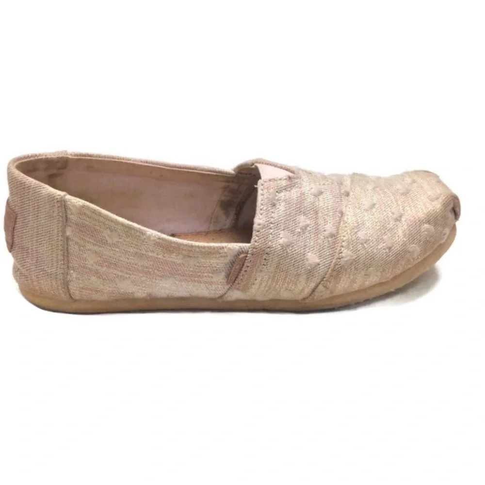 Toms Rose Cloud Heartsy Metallic Glimmer Embroidered Classic Alpargatas Size 3